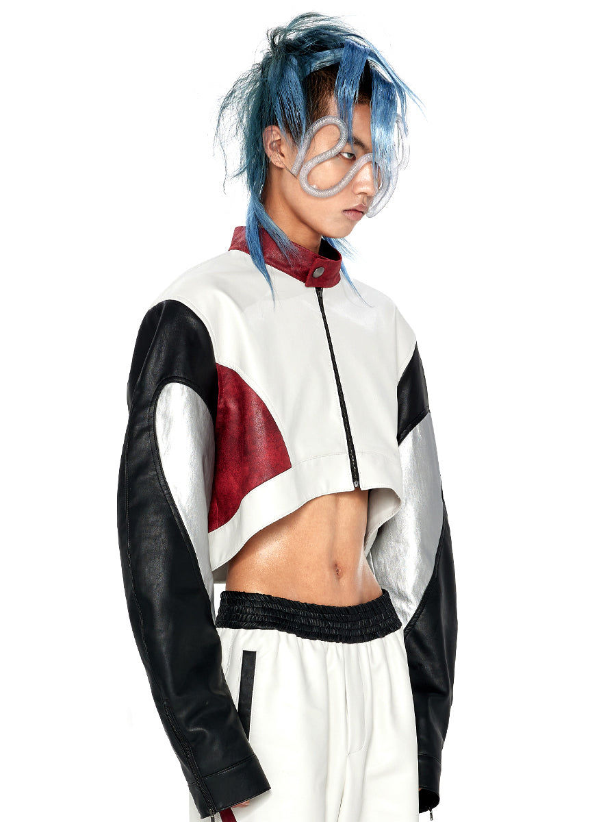 Fake Leather Cropped Jacket