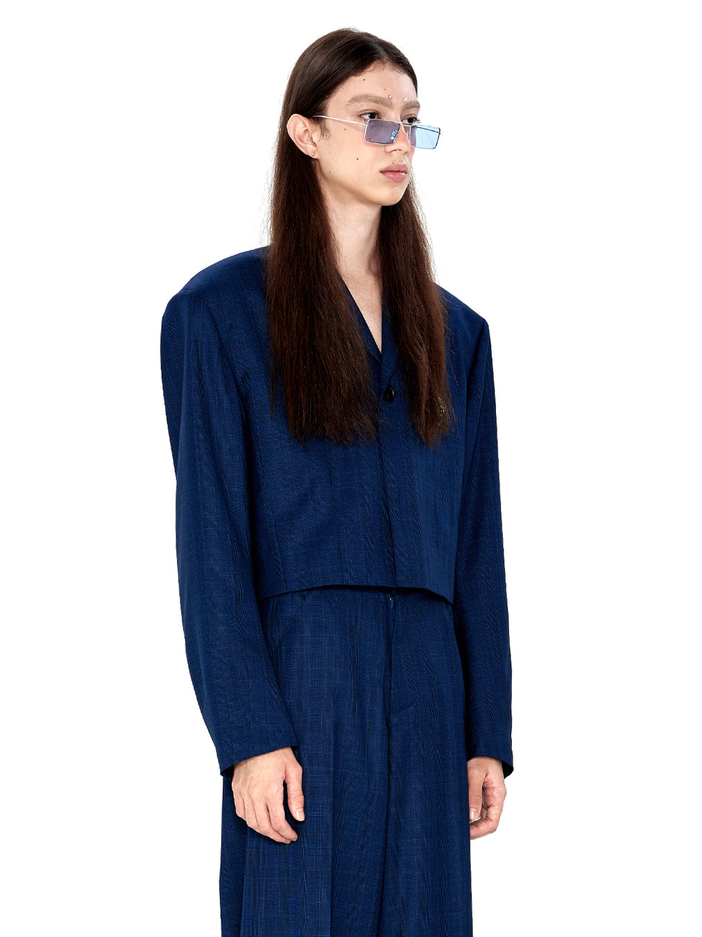 Check cropped Blazer
