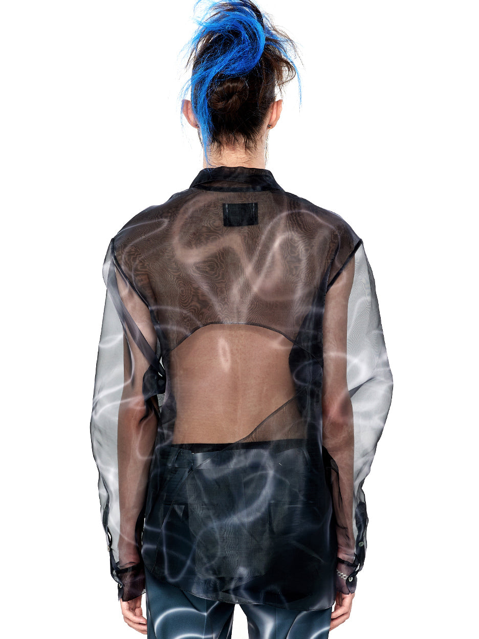 Moire Print Organza Shirt