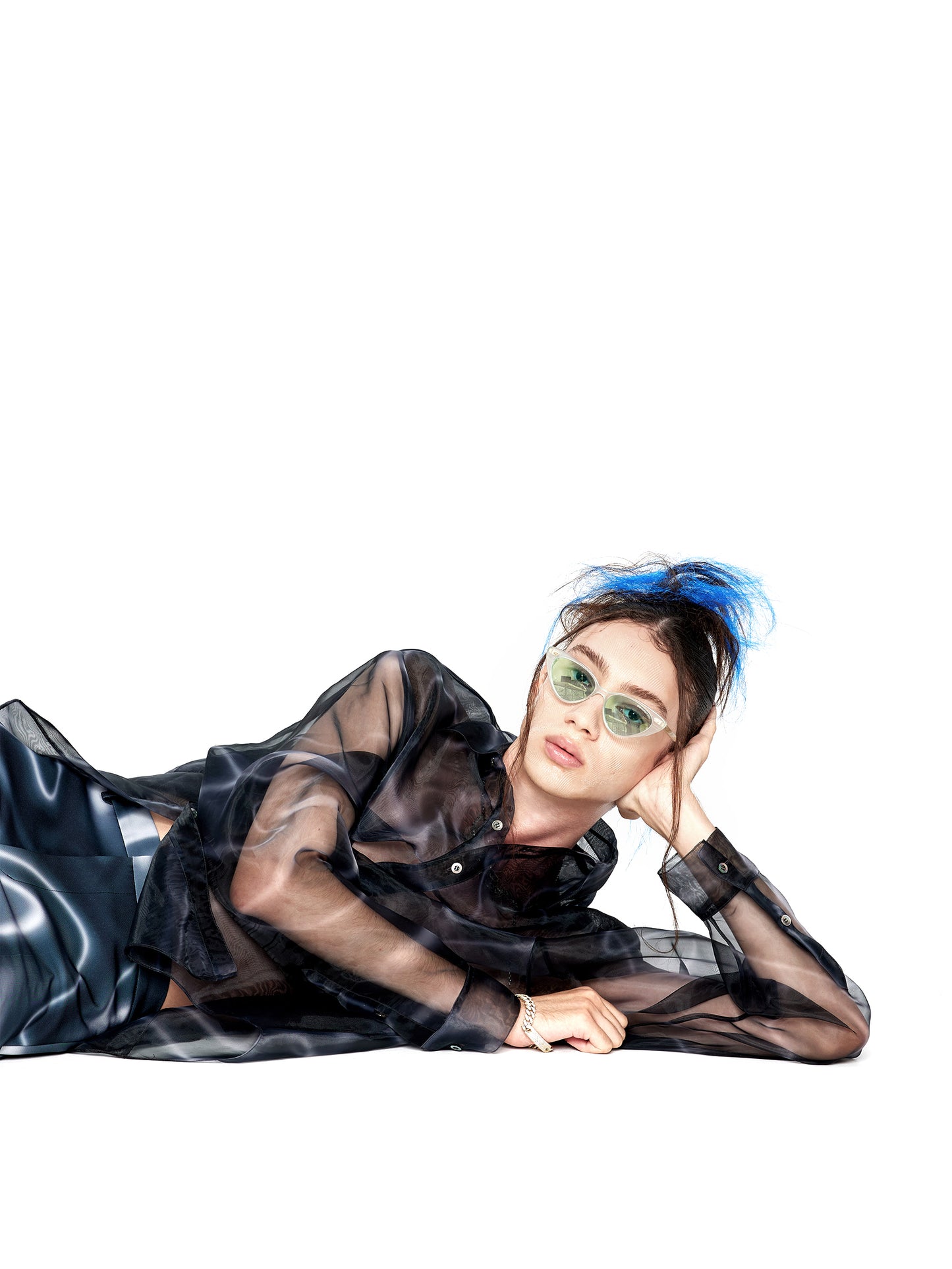 Moire Print Organza Shirt