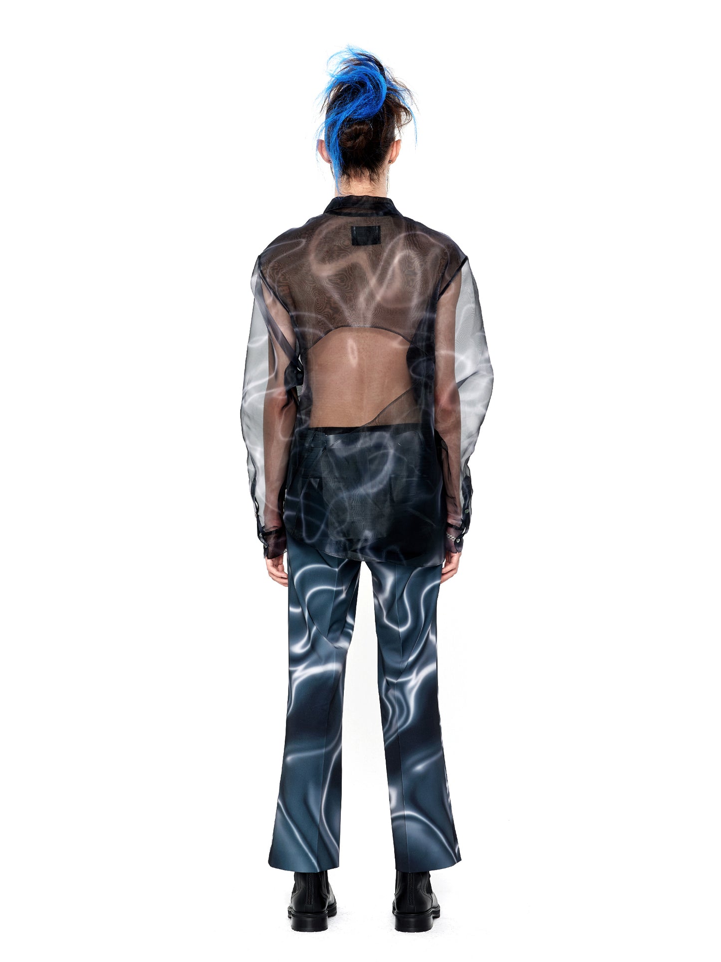 Moire Print Organza Shirt