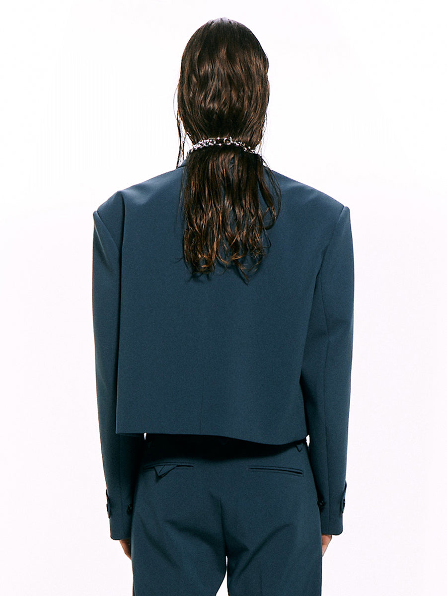 Double-Breasted Cropped Blazer