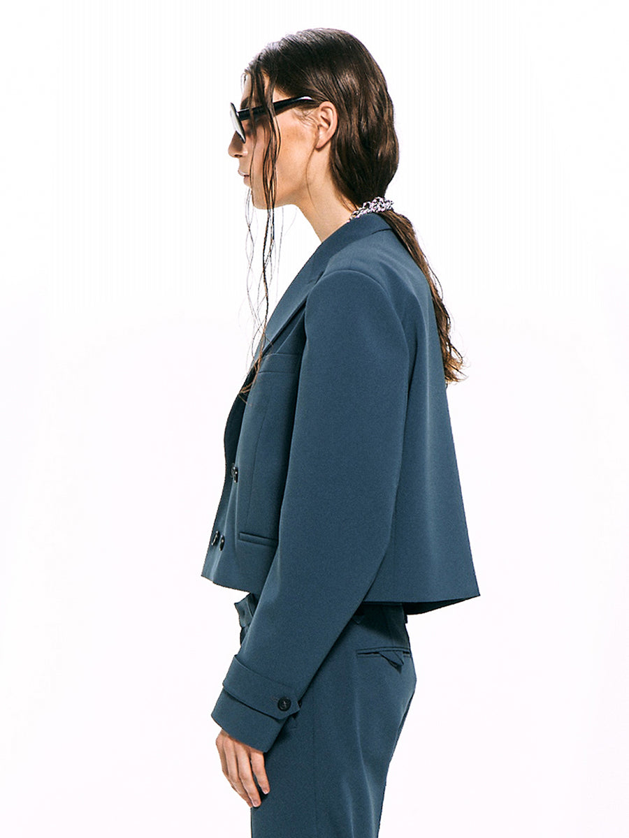 Double-Breasted Cropped Blazer