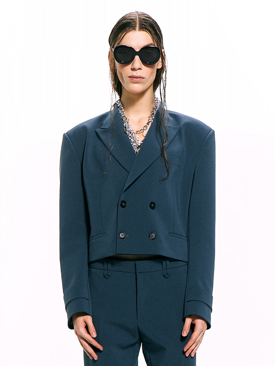Double-Breasted Cropped Blazer