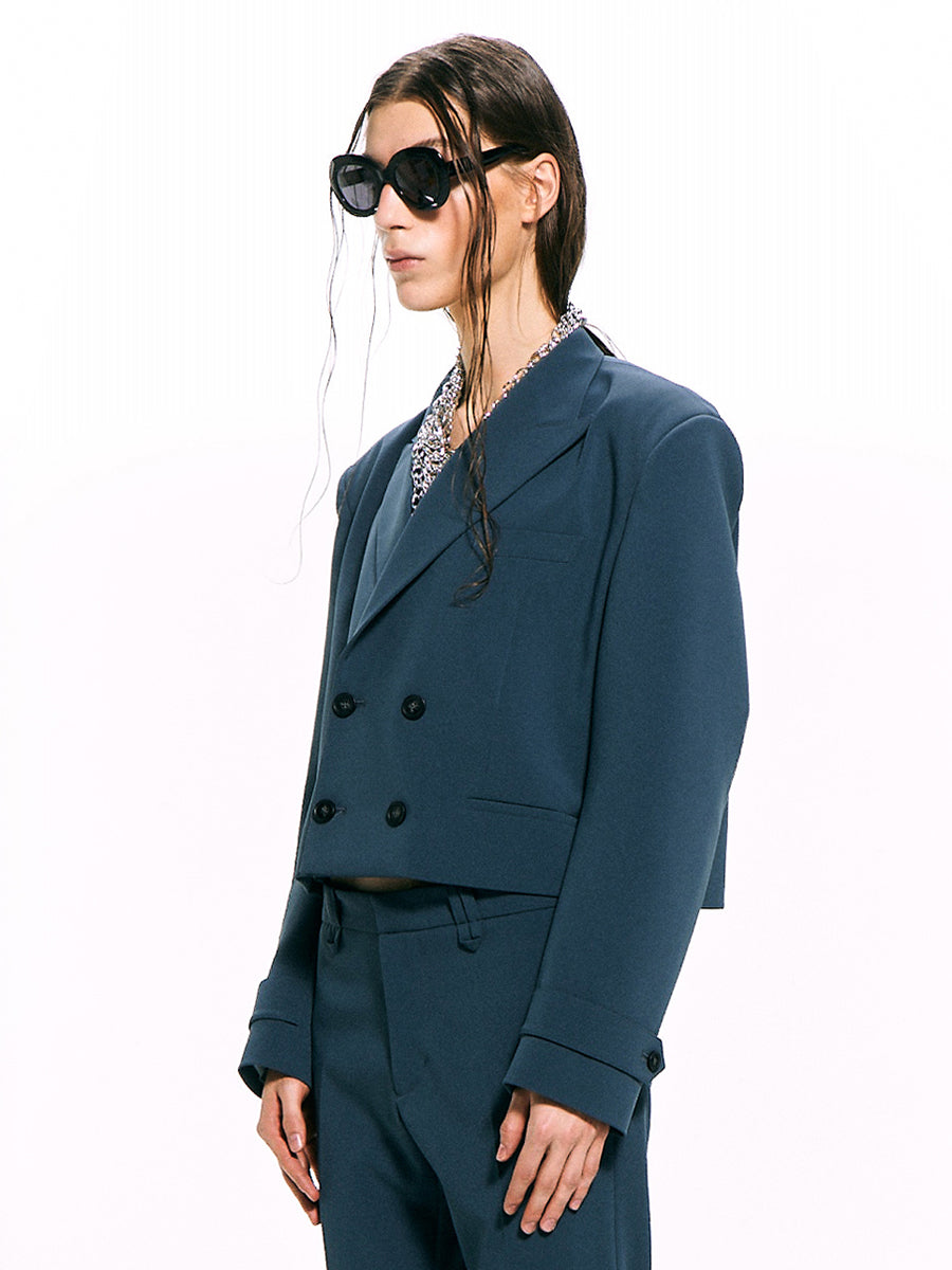 Double-Breasted Cropped Blazer