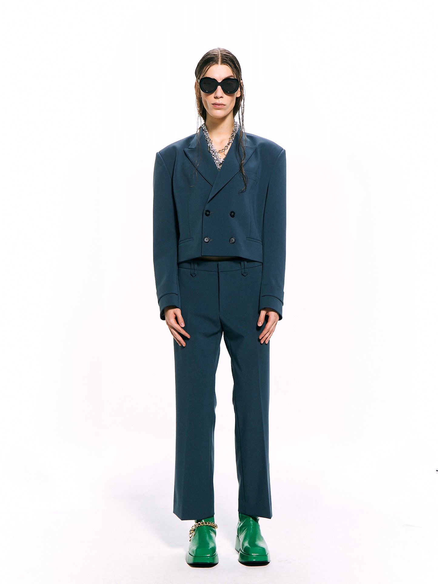 Double-Breasted Cropped Blazer