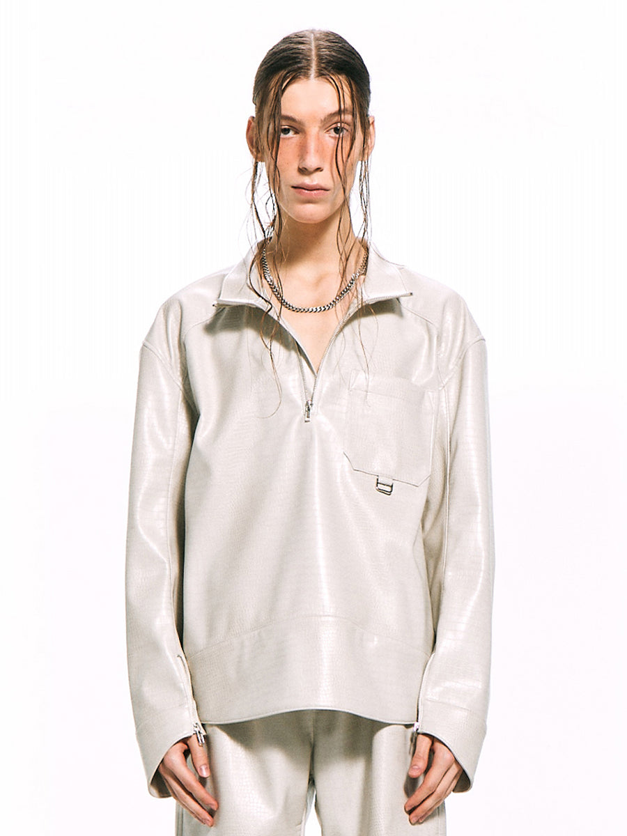 Faux Leather Anorak