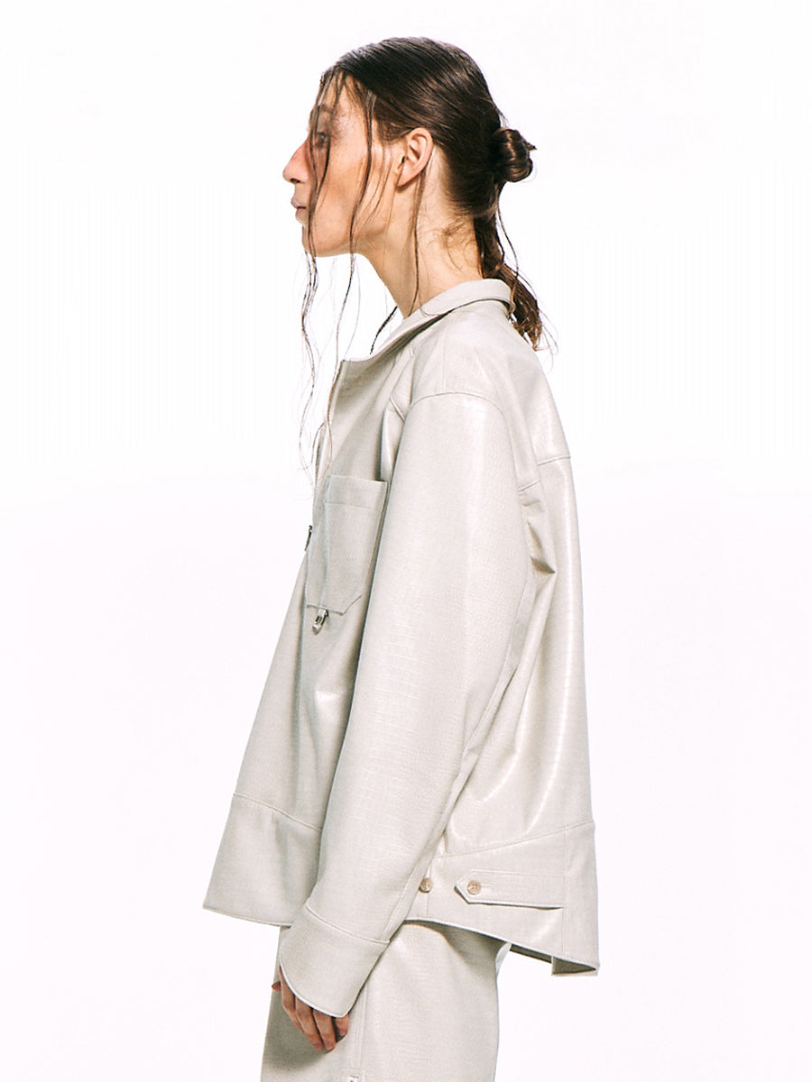 Faux Leather Anorak