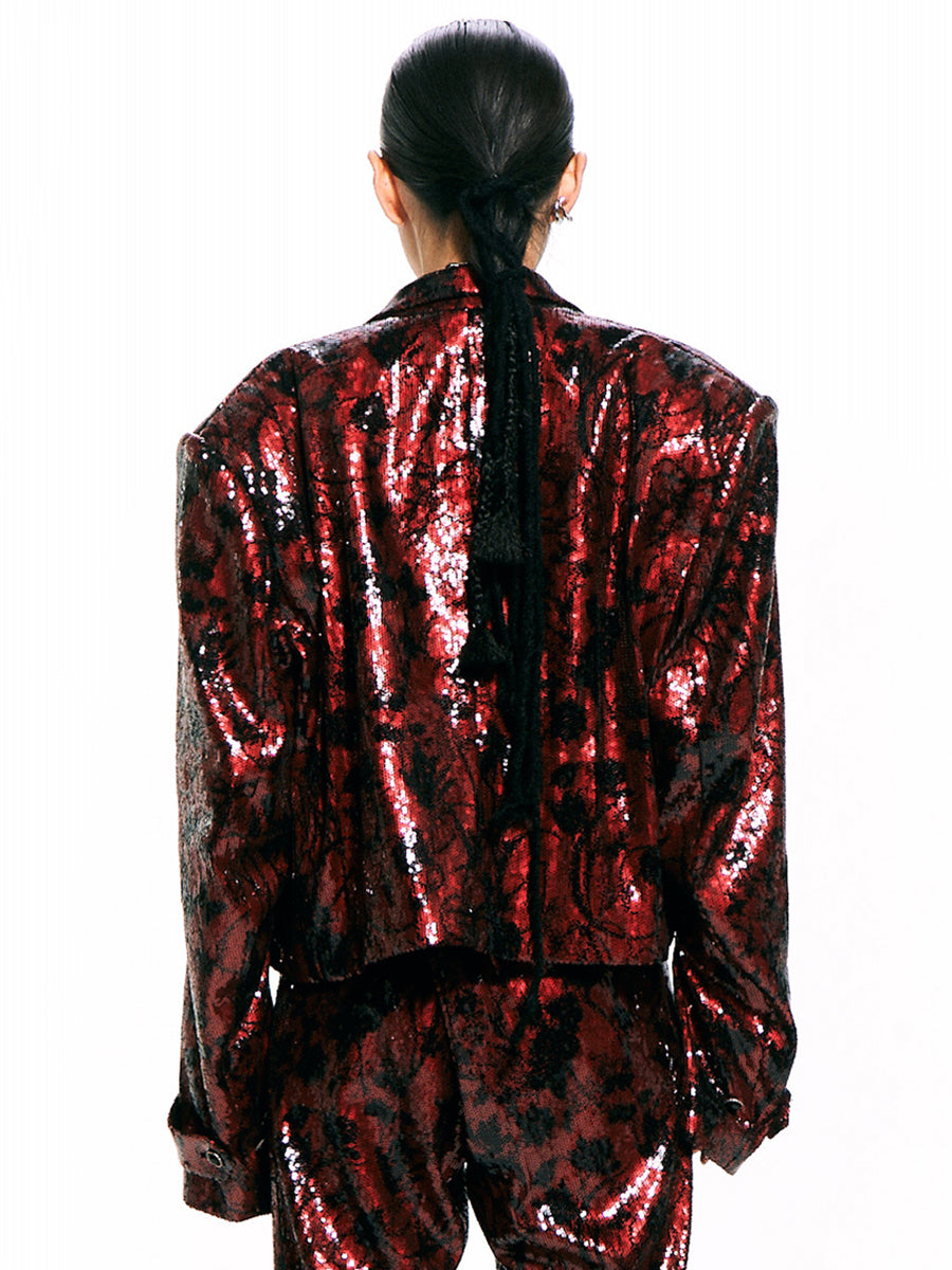 Sequined Double-Breasted Jacket