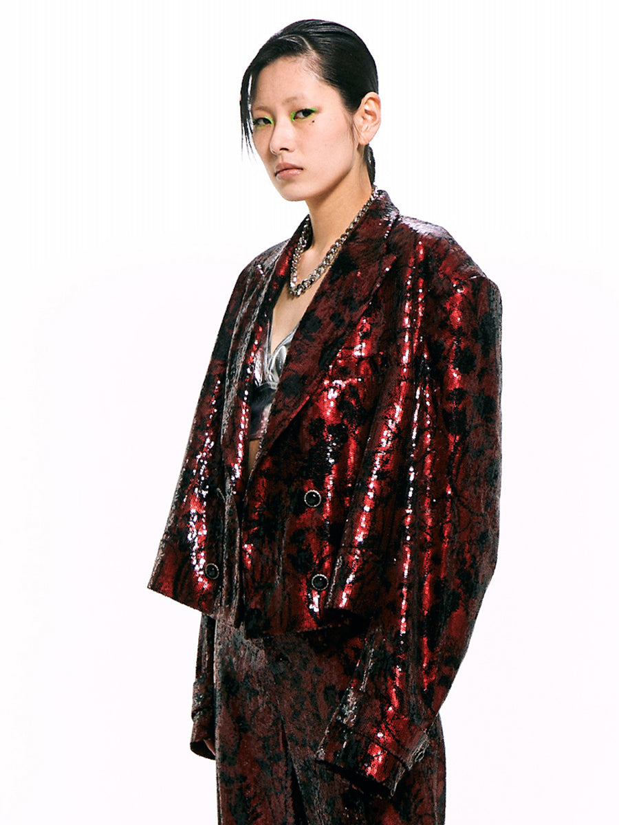 Sequined Double-Breasted Jacket