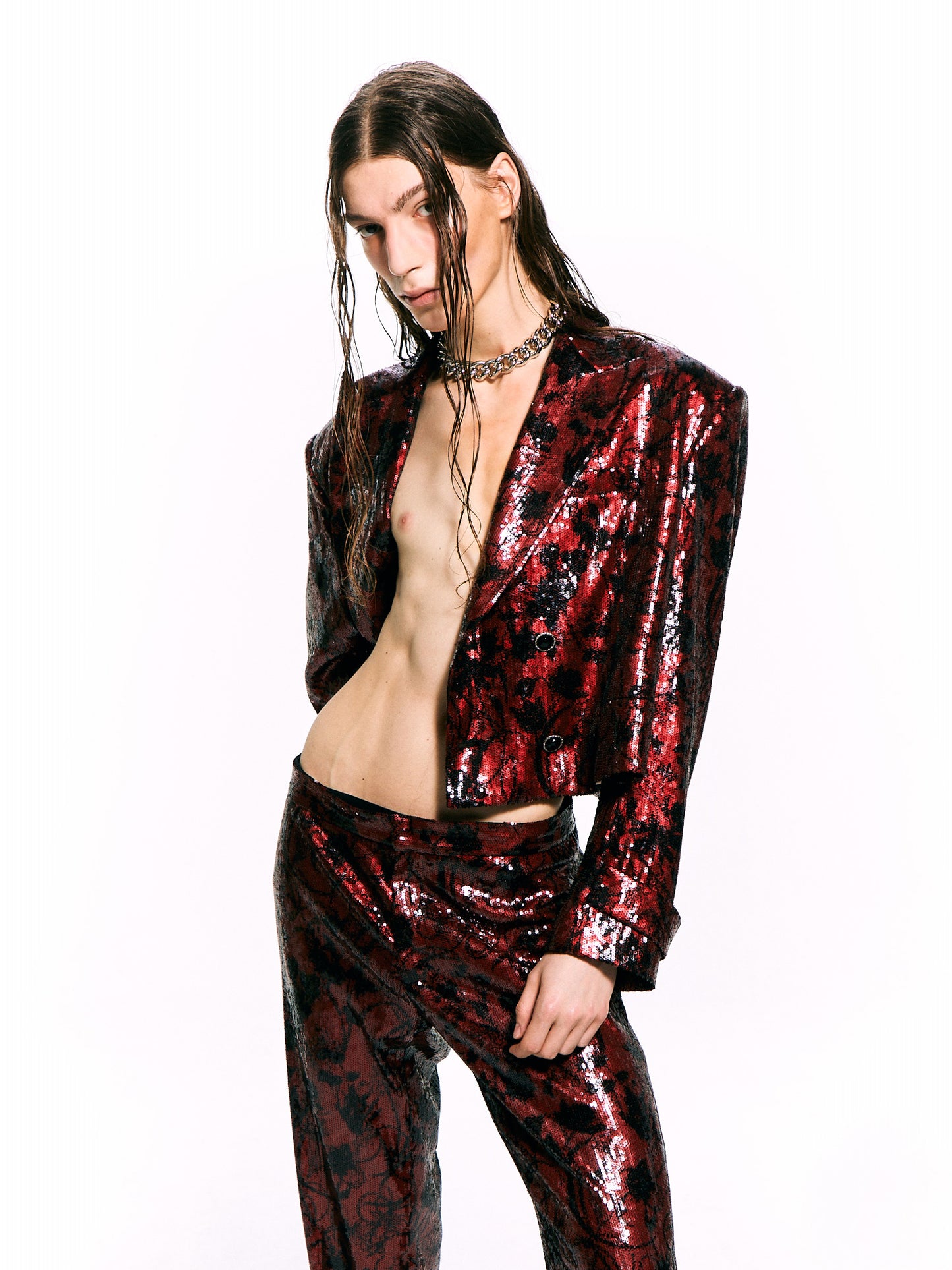 Sequined Double-Breasted Jacket