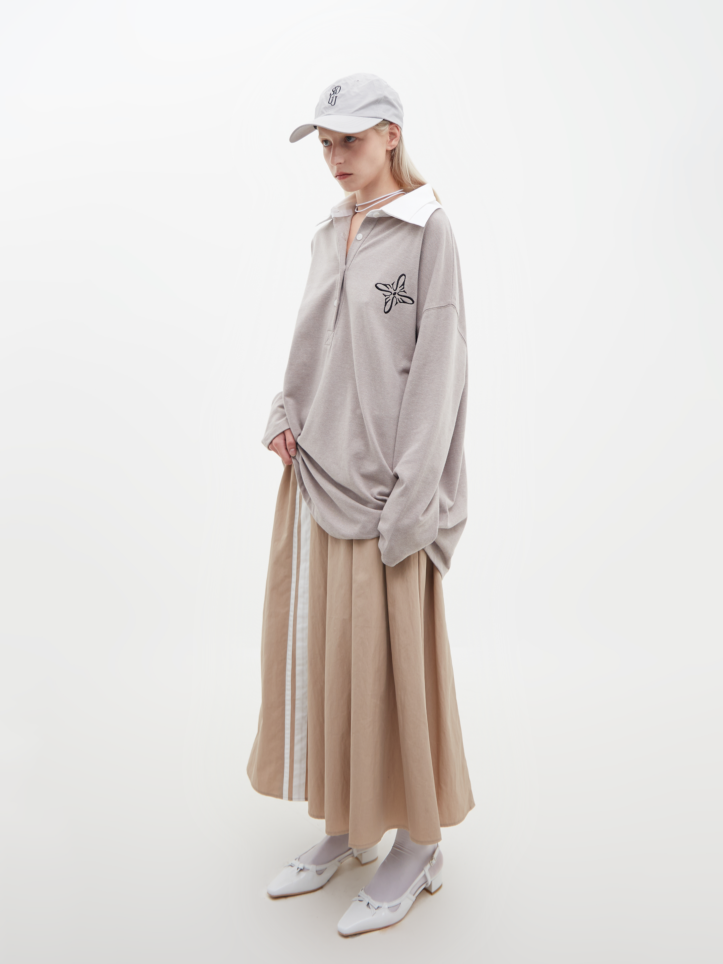 Two Collars Pk T-Shirt Beige