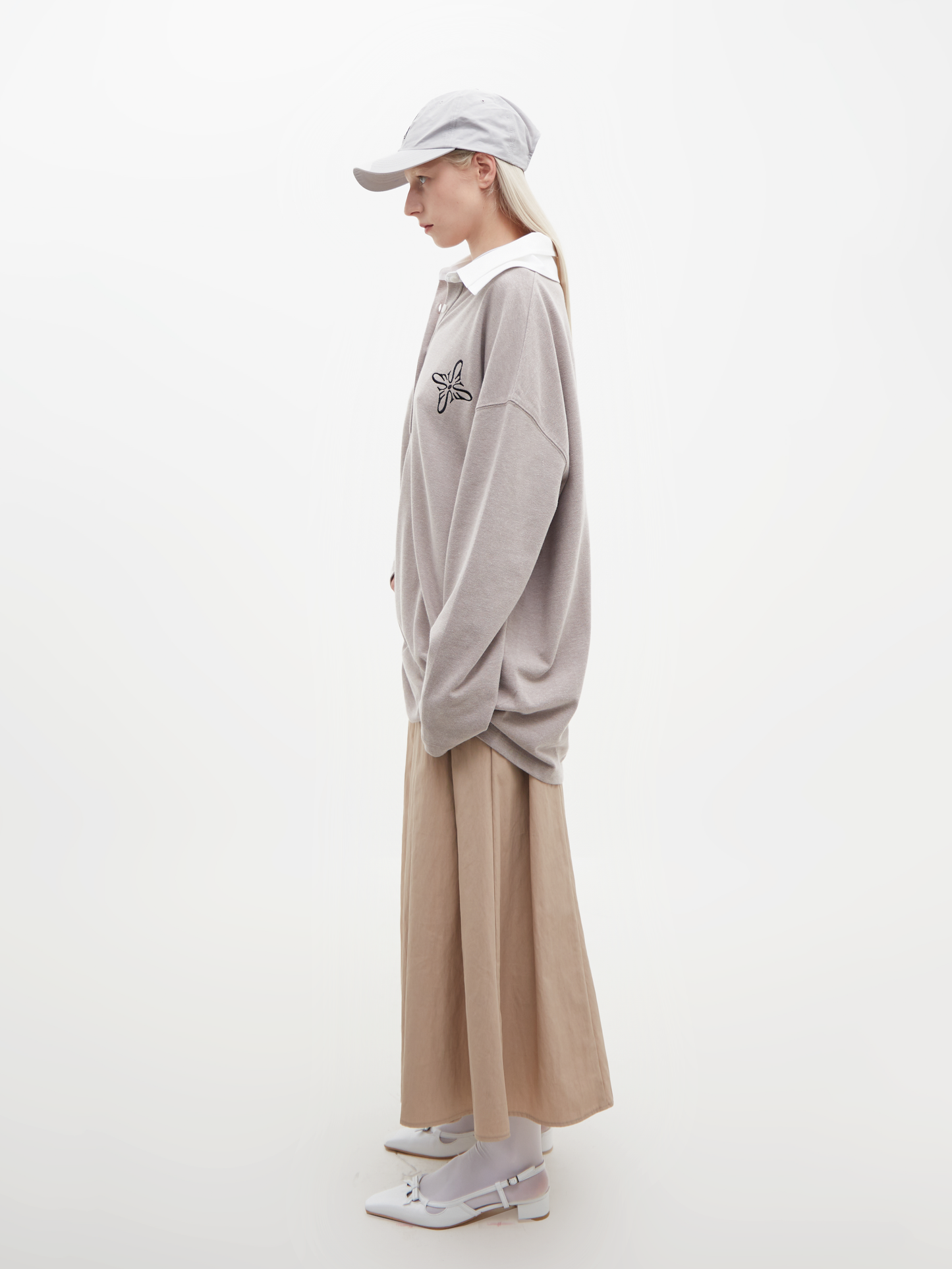 Two Collars Pk T-Shirt Beige