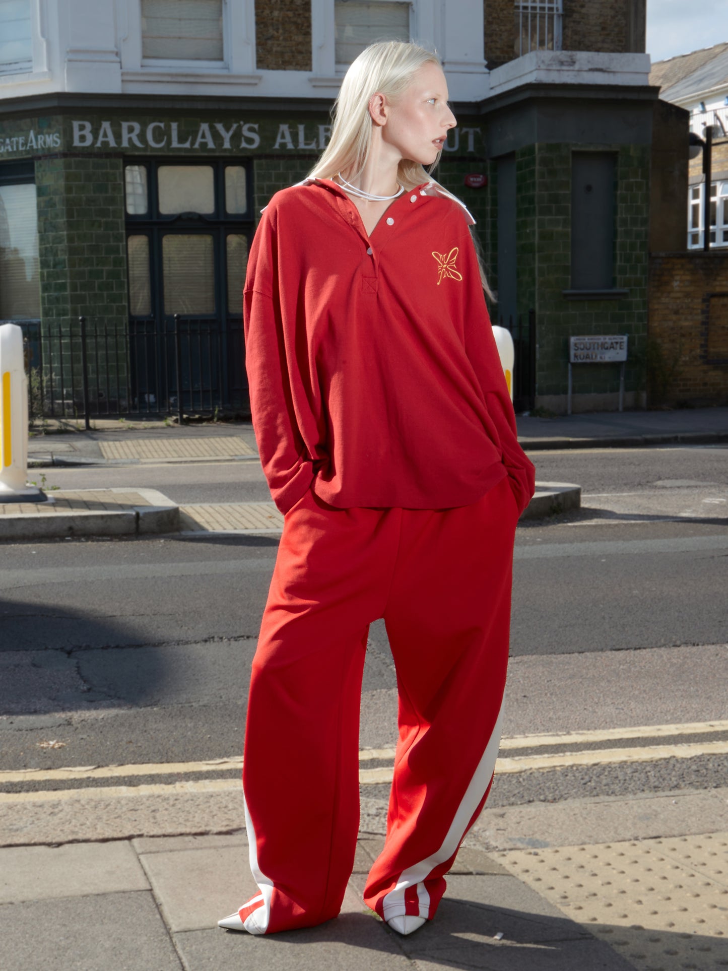 Two Lines Track Pants Red