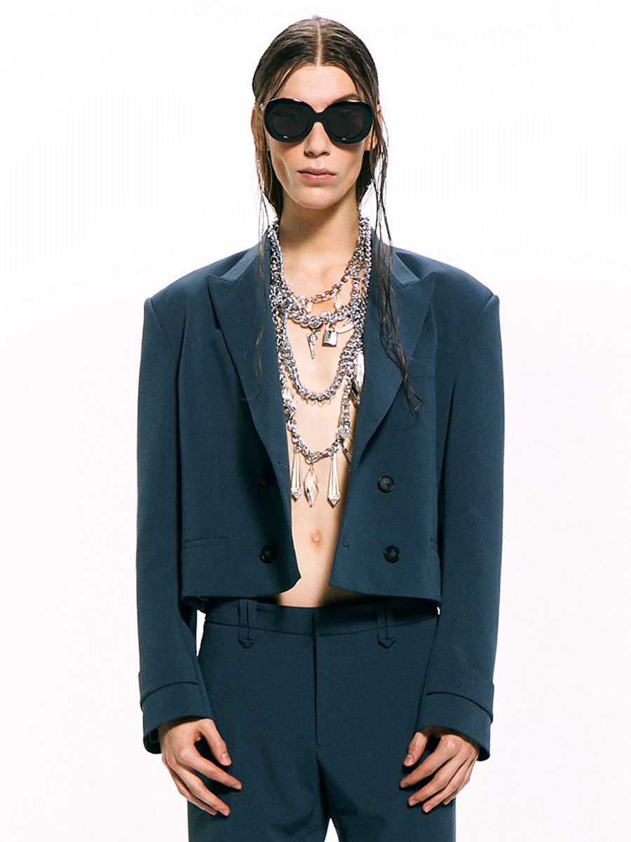 Double-Breasted Cropped Blazer