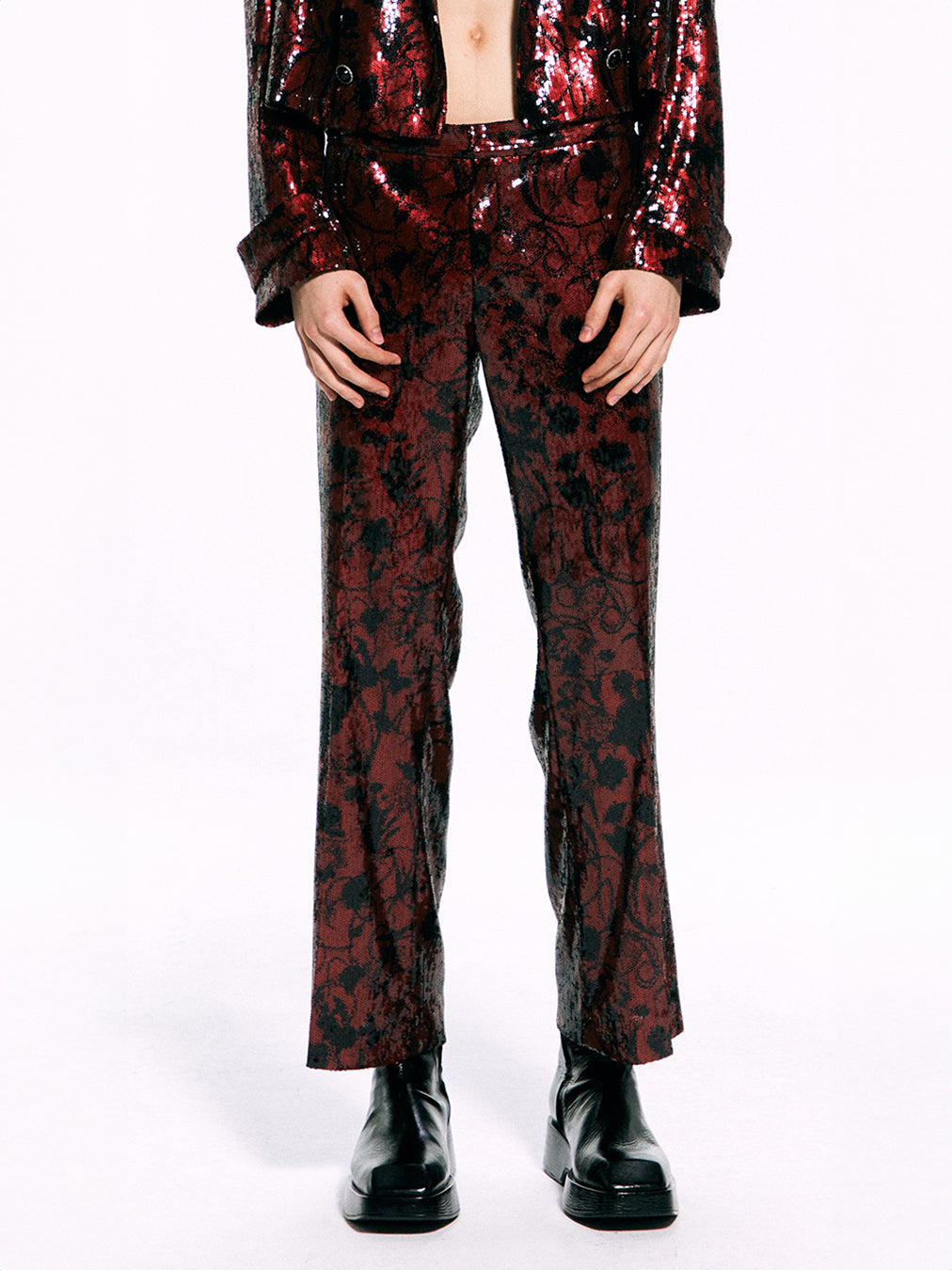 Sequined Bootcut Pants